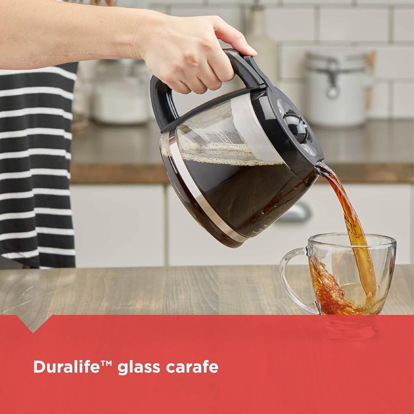 Cafetière compacte 5 tasses, carafe anti-goutte, noire