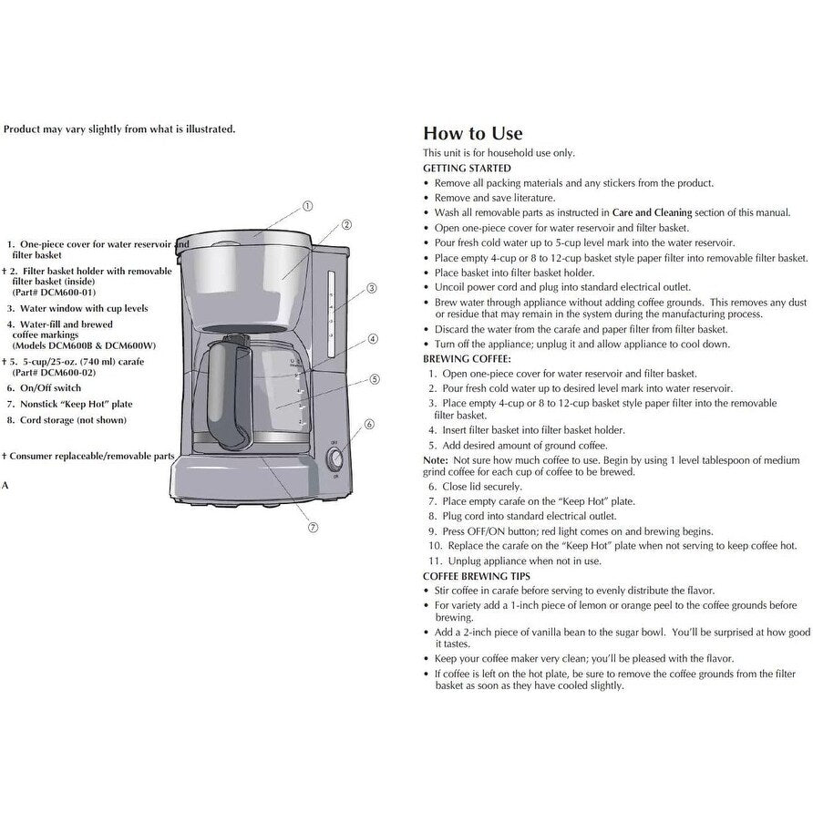 Cafetière compacte 5 tasses, carafe anti-goutte, noire