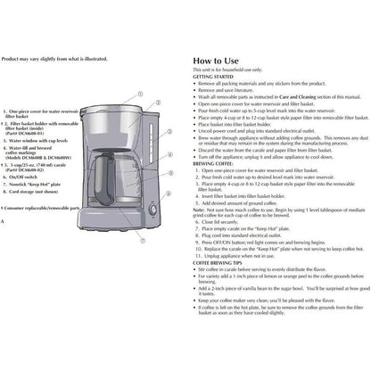 Cafetière compacte 5 tasses, carafe anti-goutte, noire