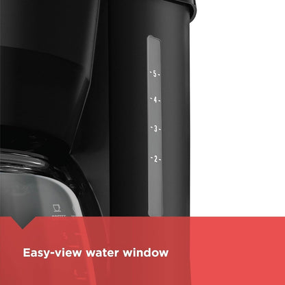 Cafetière compacte 5 tasses, carafe anti-goutte, noire