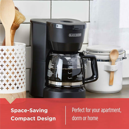 Cafetière compacte 5 tasses, carafe anti-goutte, noire