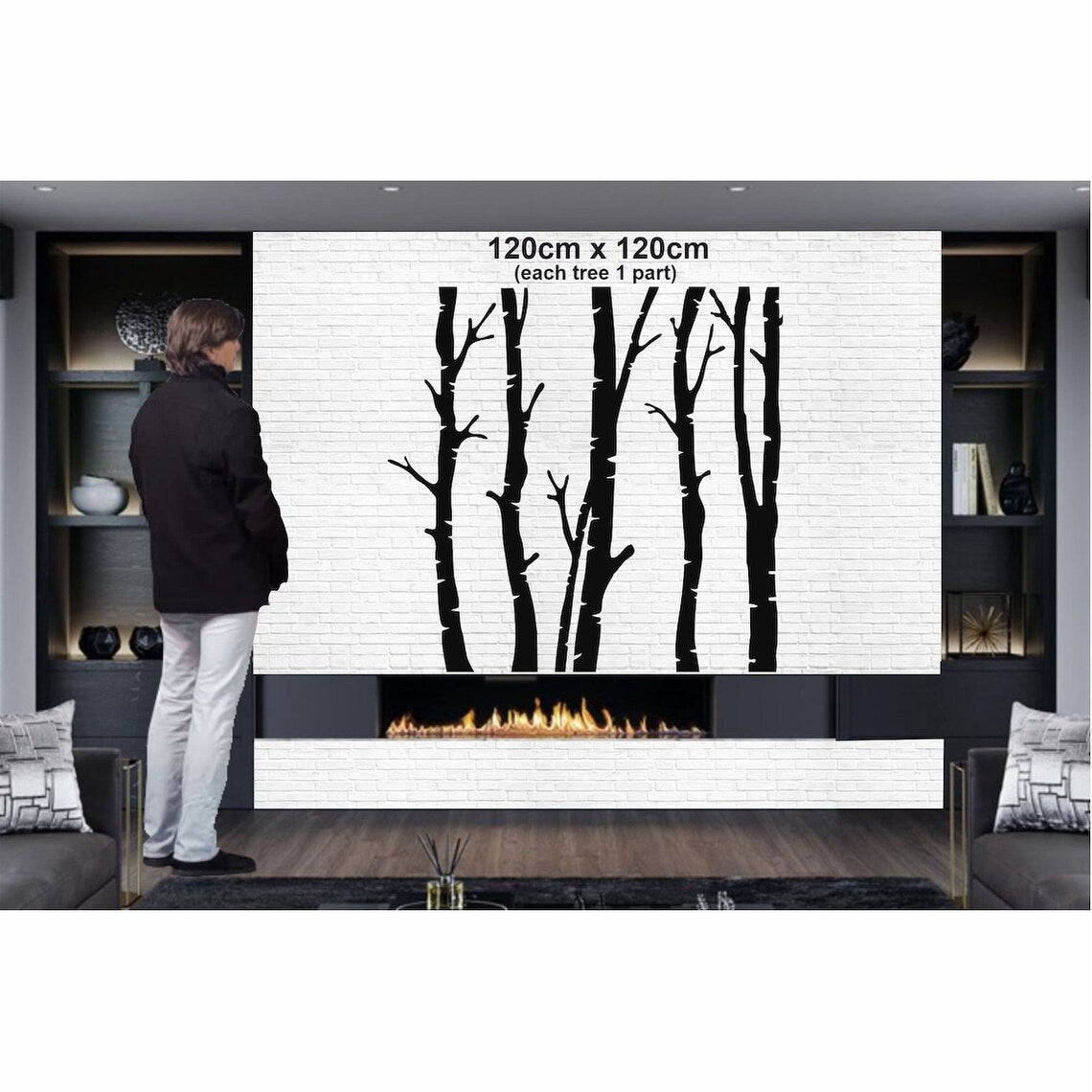5 décorations murales en métal représentant des arbres secs pour la maison et l'extérieur