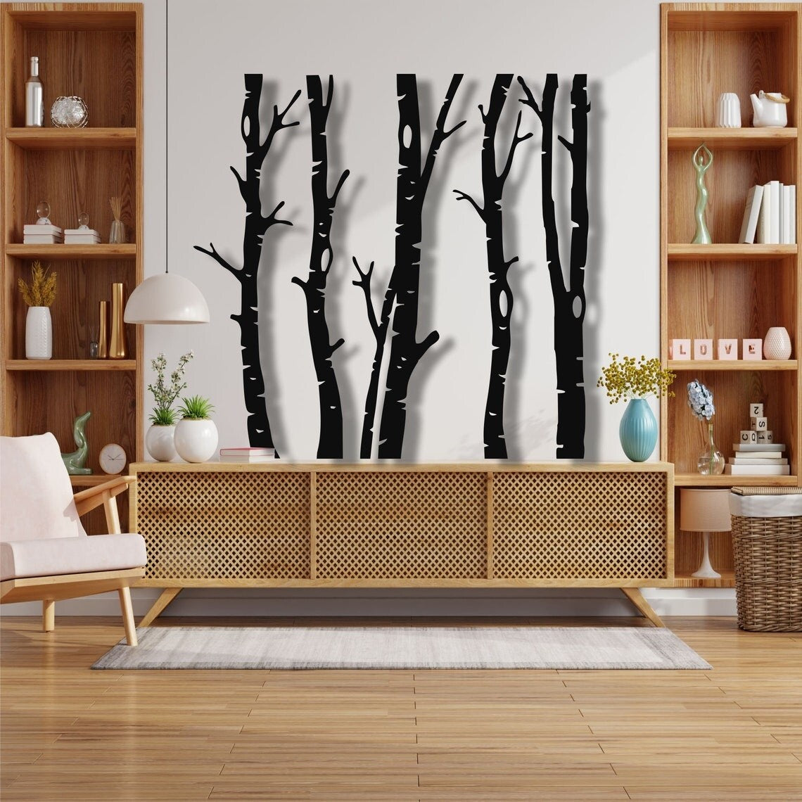 5 décorations murales en métal représentant des arbres secs pour la maison et l'extérieur