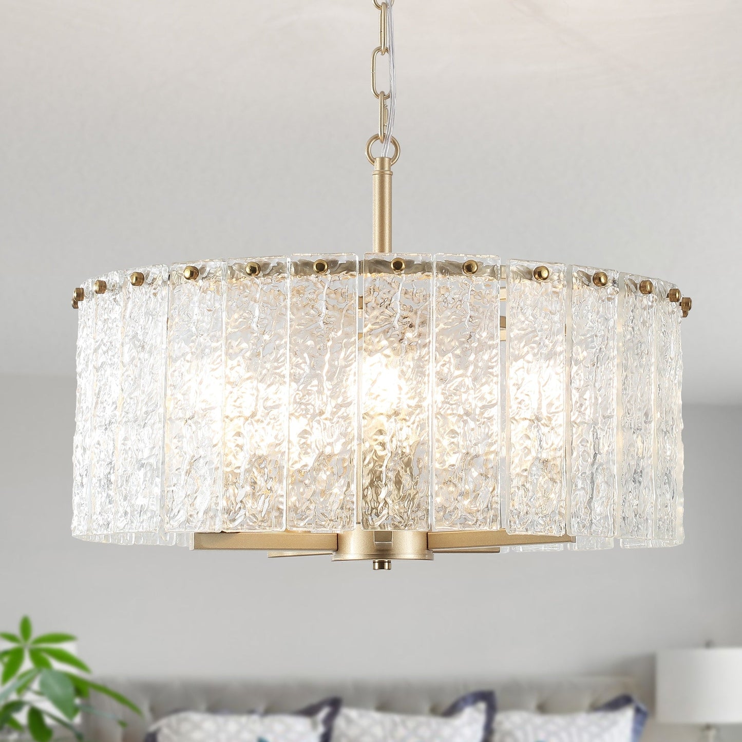 Lustre tambour rond moderne à 5 lumières, lustre semi-encastré classique, suspension pour îlot de cuisine et salle à manger