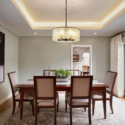 Lustre tambour rond moderne à 5 lumières, lustre semi-encastré classique, suspension pour îlot de cuisine et salle à manger