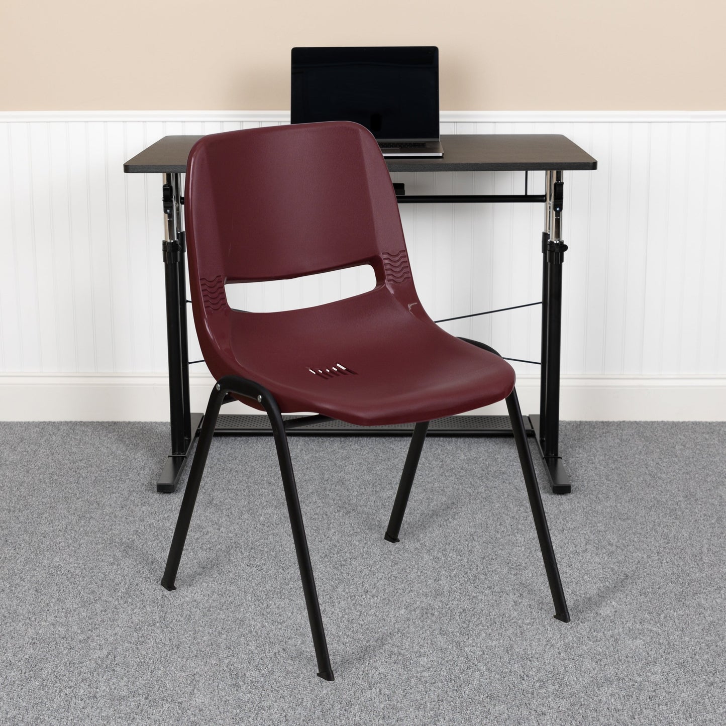 Lot de 5 chaises empilables ergonomiques à coque avec cadre en métal, capacité de charge de 880 lb (23,5 po x 19,25 po x 32 po)