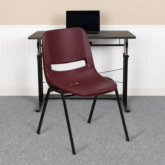 Lot de 5 chaises empilables ergonomiques à coque avec cadre en métal, capacité de charge de 880 lb (23,5 po x 19,25 po x 32 po)