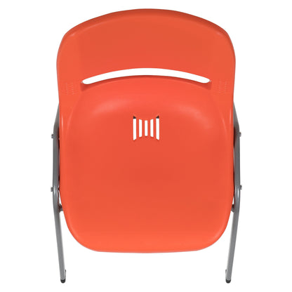 Lot de 5 chaises empilables ergonomiques à coque avec cadre en métal, capacité de charge de 880 lb (23,5 po x 19,25 po x 32 po)
