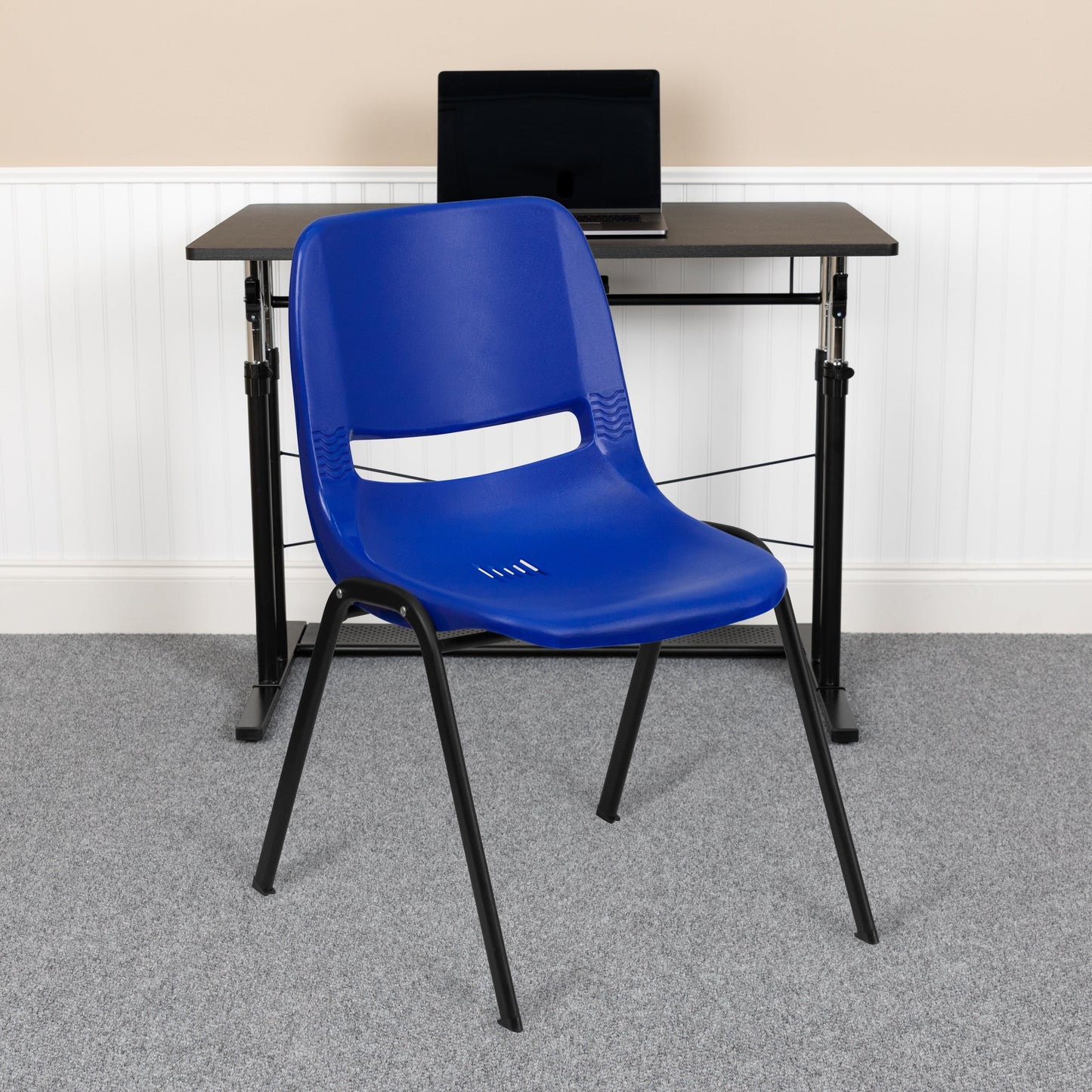 Lot de 5 chaises empilables ergonomiques à coque avec cadre en métal, capacité de charge de 880 lb (23,5 po x 19,25 po x 32 po)