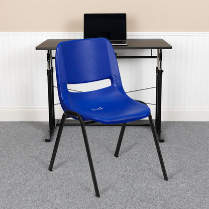 Lot de 5 chaises empilables ergonomiques à coque avec cadre en métal, capacité de charge de 880 lb (23,5 po x 19,25 po x 32 po)