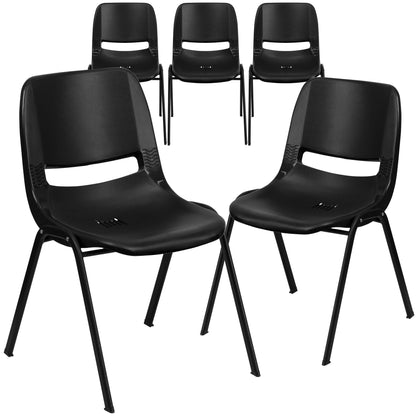 Lot de 5 chaises empilables ergonomiques à coque avec cadre en métal, capacité de charge de 880 lb (23,5 po x 19,25 po x 32 po)
