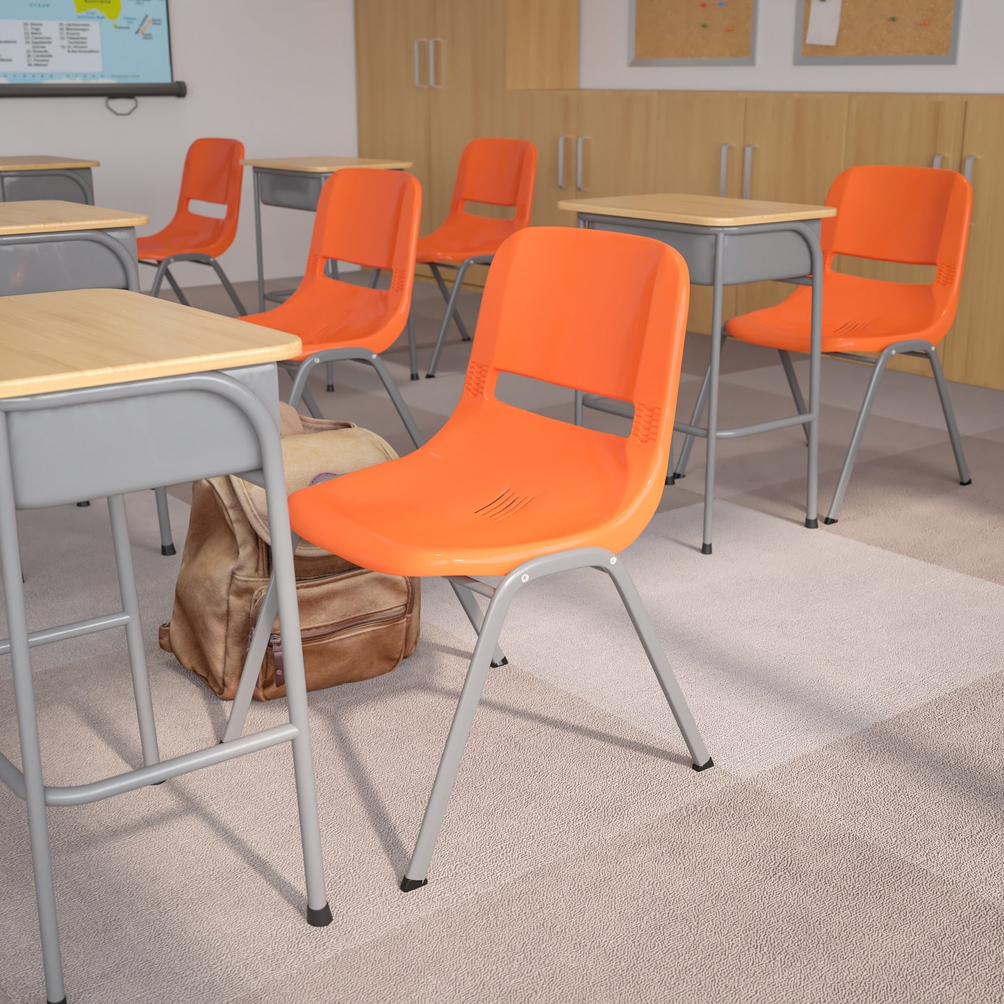 Lot de 5 chaises empilables ergonomiques à coque avec cadre en métal, capacité de charge de 880 lb (23,5 po x 19,25 po x 32 po)
