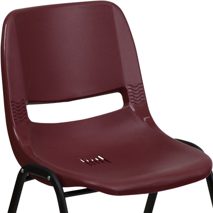 Lot de 5 chaises empilables ergonomiques à coque avec cadre en métal, capacité de charge de 880 lb (23,5 po x 19,25 po x 32 po)