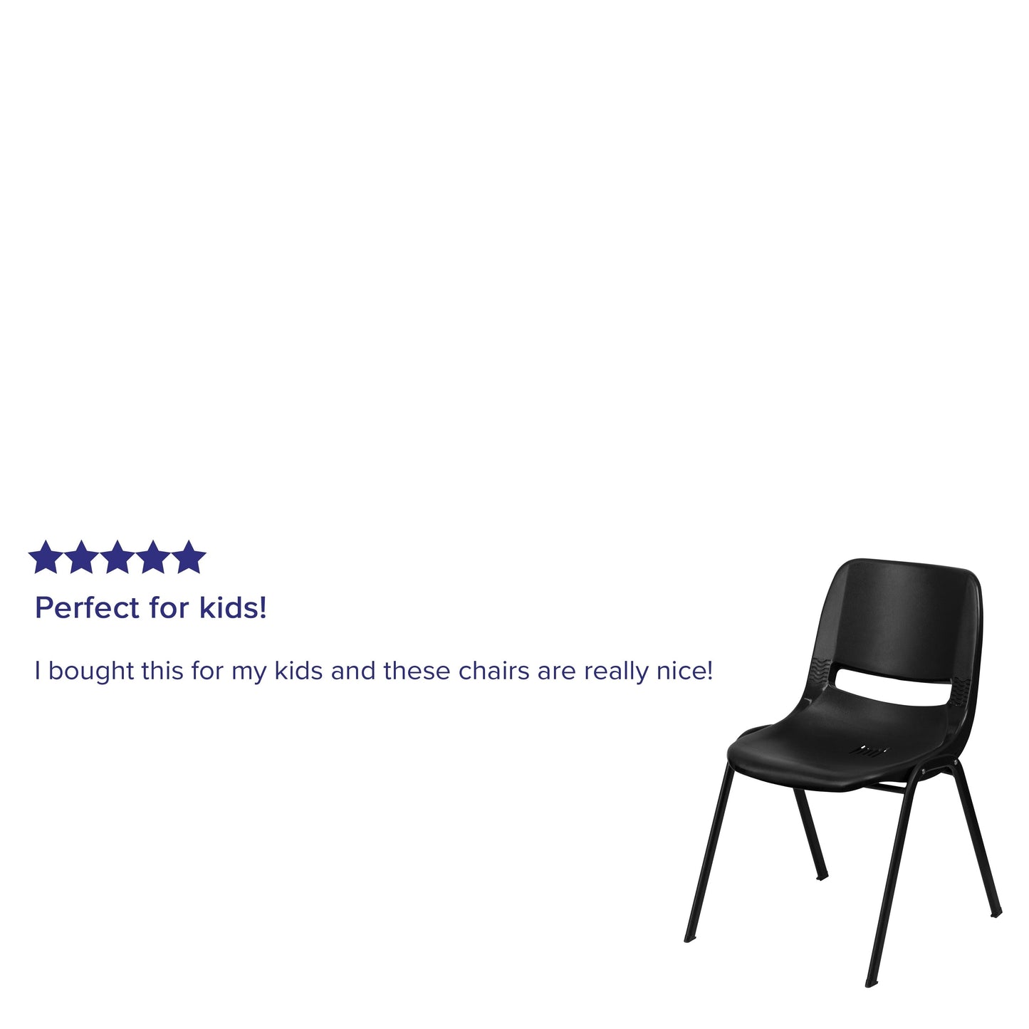 Lot de 5 chaises empilables ergonomiques à coque avec cadre en métal, capacité de charge de 880 lb (23,5 po x 19,25 po x 32 po)