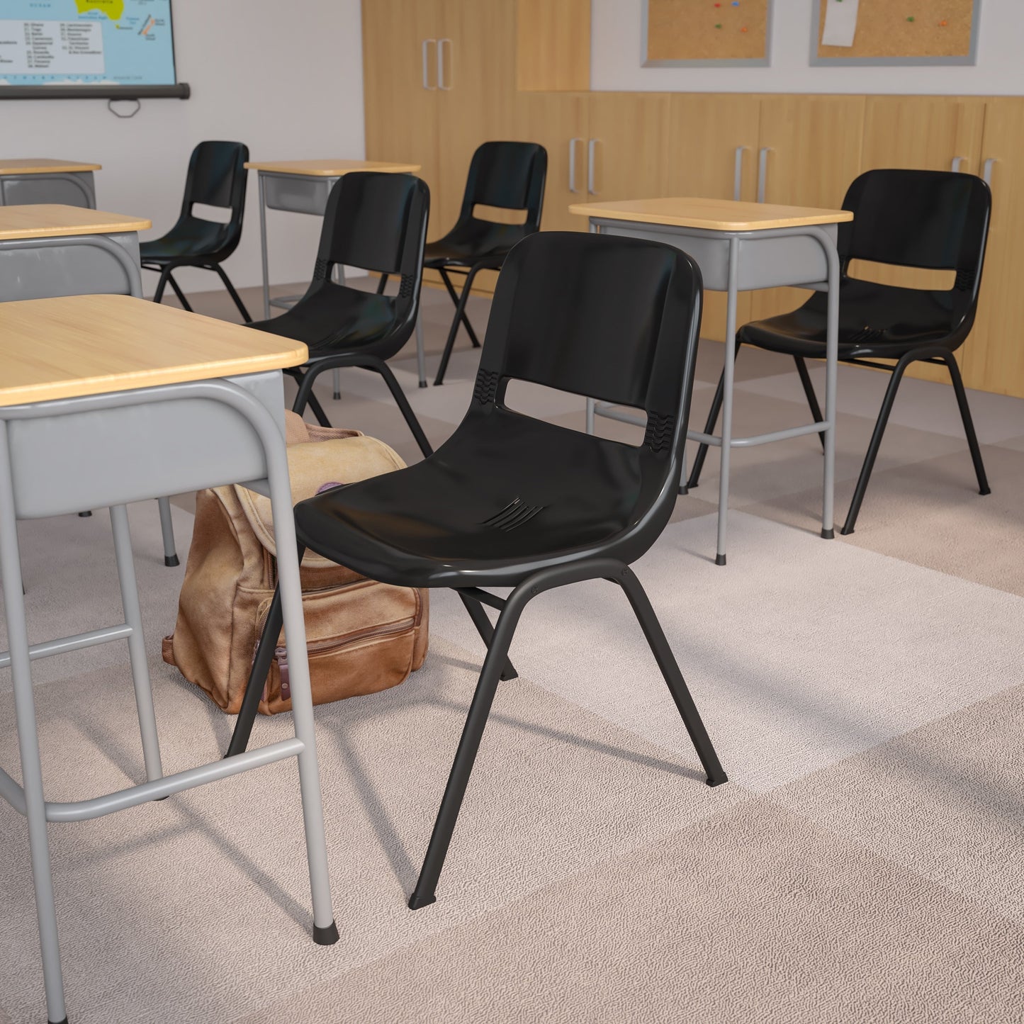 Lot de 5 chaises empilables ergonomiques à coque avec cadre en métal, capacité de charge de 880 lb (23,5 po x 19,25 po x 32 po)