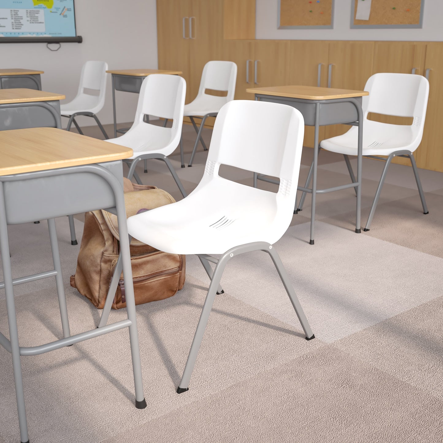 Lot de 5 chaises empilables ergonomiques à coque avec cadre en métal, capacité de charge de 880 lb (23,5 po x 19,25 po x 32 po)