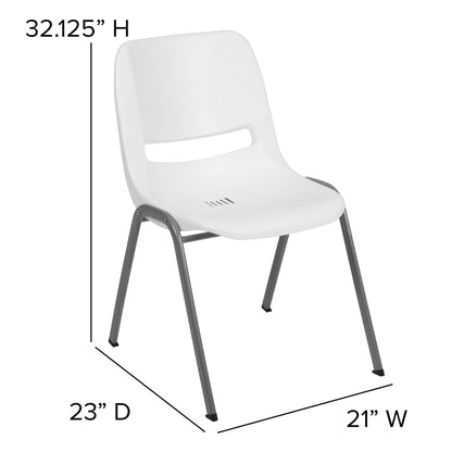 Lot de 5 chaises empilables ergonomiques à coque avec cadre en métal, capacité de charge de 880 lb (23,5 po x 19,25 po x 32 po)