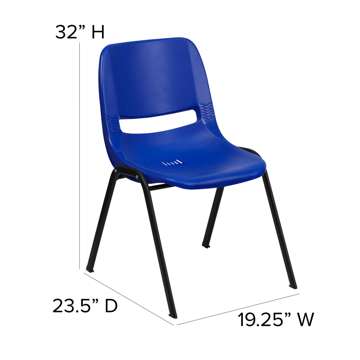 Lot de 5 chaises empilables ergonomiques à coque avec cadre en métal, capacité de charge de 880 lb (23,5 po x 19,25 po x 32 po)