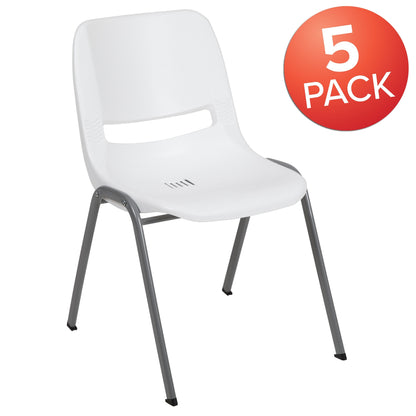 Lot de 5 chaises empilables ergonomiques à coque avec cadre en métal, capacité de charge de 880 lb (23,5 po x 19,25 po x 32 po)