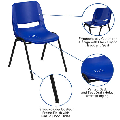 Lot de 5 chaises empilables ergonomiques à coque avec cadre en métal, capacité de charge de 880 lb (23,5 po x 19,25 po x 32 po)