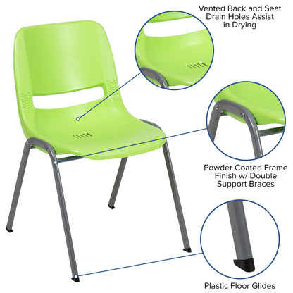 Lot de 5 chaises empilables ergonomiques à coque avec cadre en métal, capacité de charge de 880 lb (23,5 po x 19,25 po x 32 po)