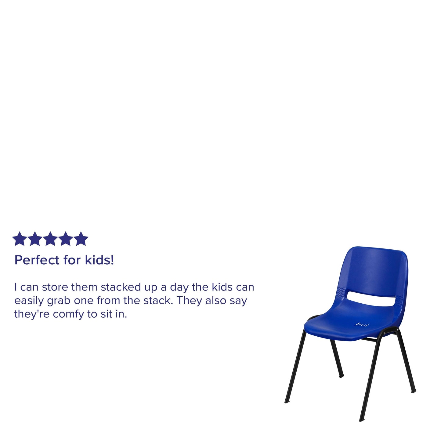 Lot de 5 chaises empilables ergonomiques à coque avec cadre en métal, capacité de charge de 880 lb (23,5 po x 19,25 po x 32 po)