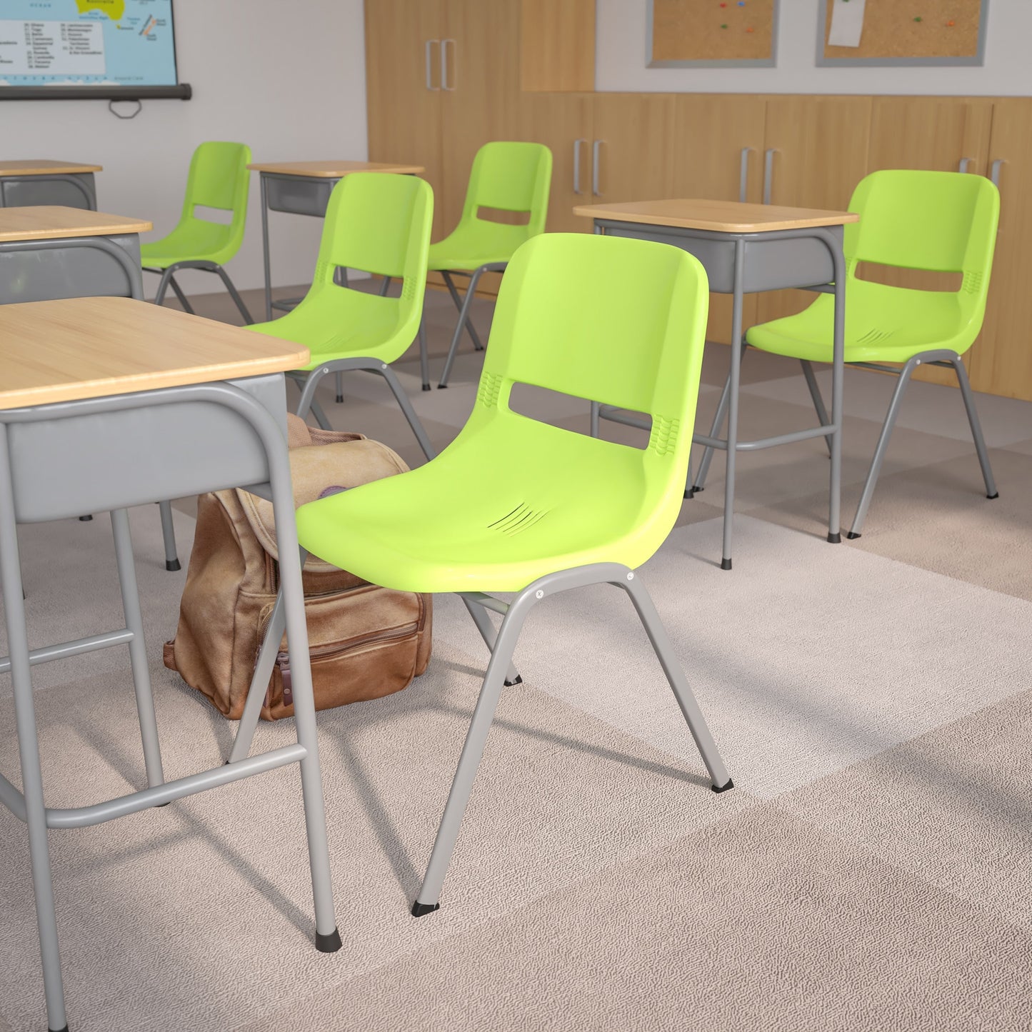 Lot de 5 chaises empilables ergonomiques à coque avec cadre en métal, capacité de charge de 880 lb (23,5 po x 19,25 po x 32 po)