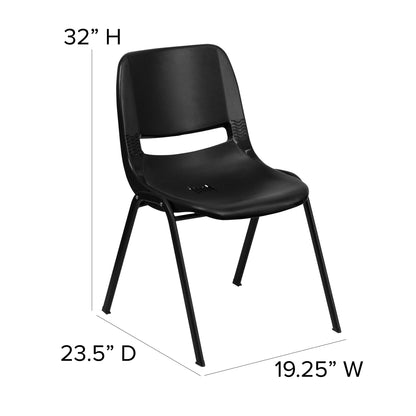 Lot de 5 chaises empilables ergonomiques à coque avec cadre en métal, capacité de charge de 880 lb (23,5 po x 19,25 po x 32 po)