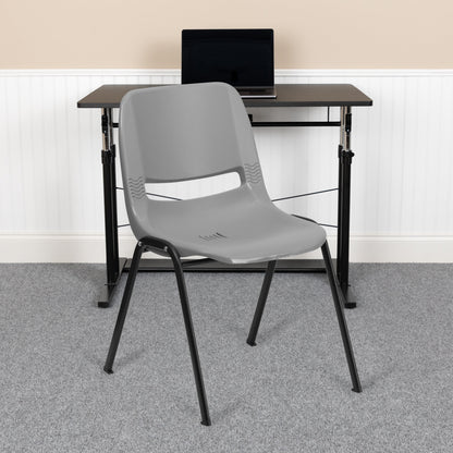 Lot de 5 chaises empilables ergonomiques à coque avec cadre en métal, capacité de charge de 880 lb (23,5 po x 19,25 po x 32 po)