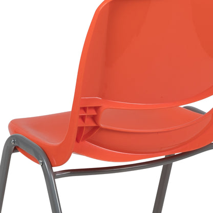 Lot de 5 chaises empilables ergonomiques à coque avec cadre en métal, capacité de charge de 880 lb (23,5 po x 19,25 po x 32 po)