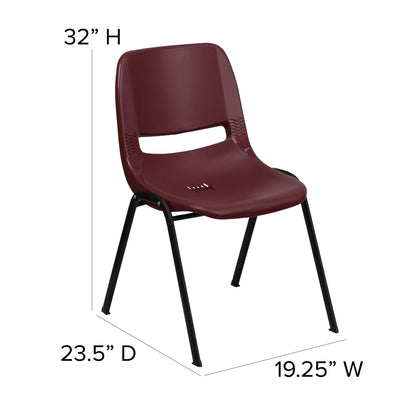 Lot de 5 chaises empilables ergonomiques à coque avec cadre en métal, capacité de charge de 880 lb (23,5 po x 19,25 po x 32 po)