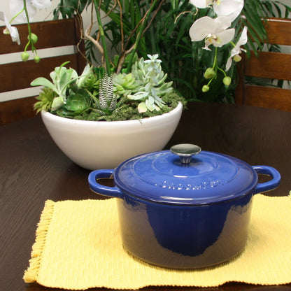 Cocotte ronde en fonte émaillée de 5 litres, couleur océan