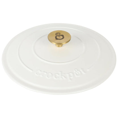 Cocotte ronde en fonte émaillée de 5 litres avec couvercle en lin