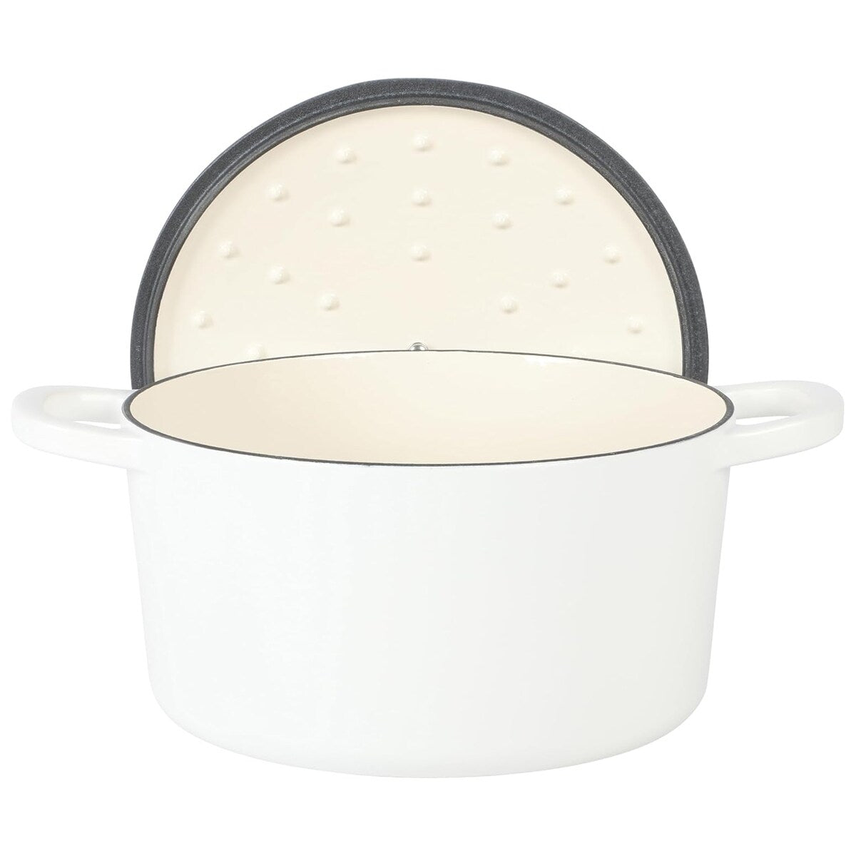 Cocotte ronde en fonte émaillée de 5 litres avec couvercle en lin