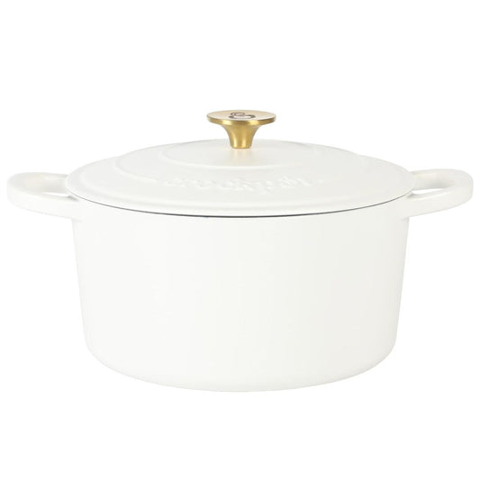 Cocotte ronde en fonte émaillée de 5 litres avec couvercle en lin