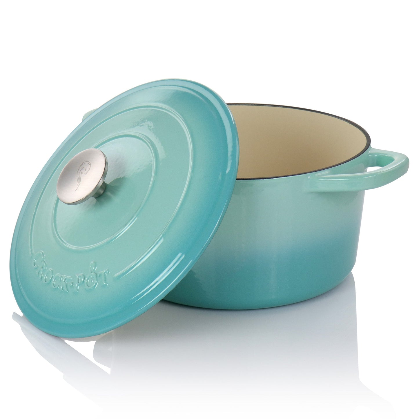 Cocotte en fonte émaillée de 5 litres, couleur bleu sarcelle clair
