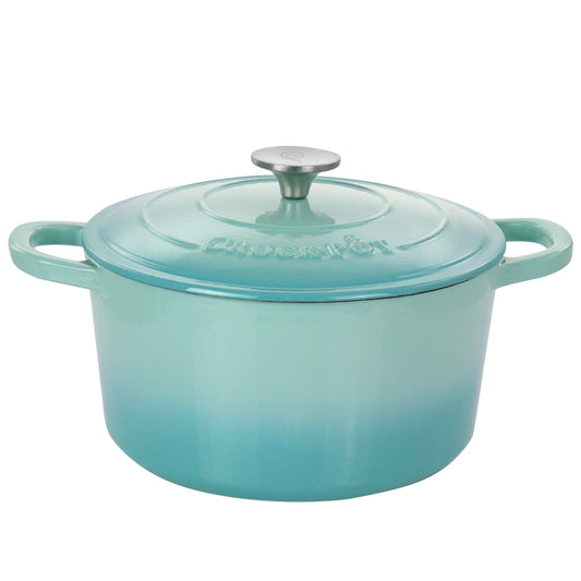 Cocotte en fonte émaillée de 5 litres, couleur bleu sarcelle clair