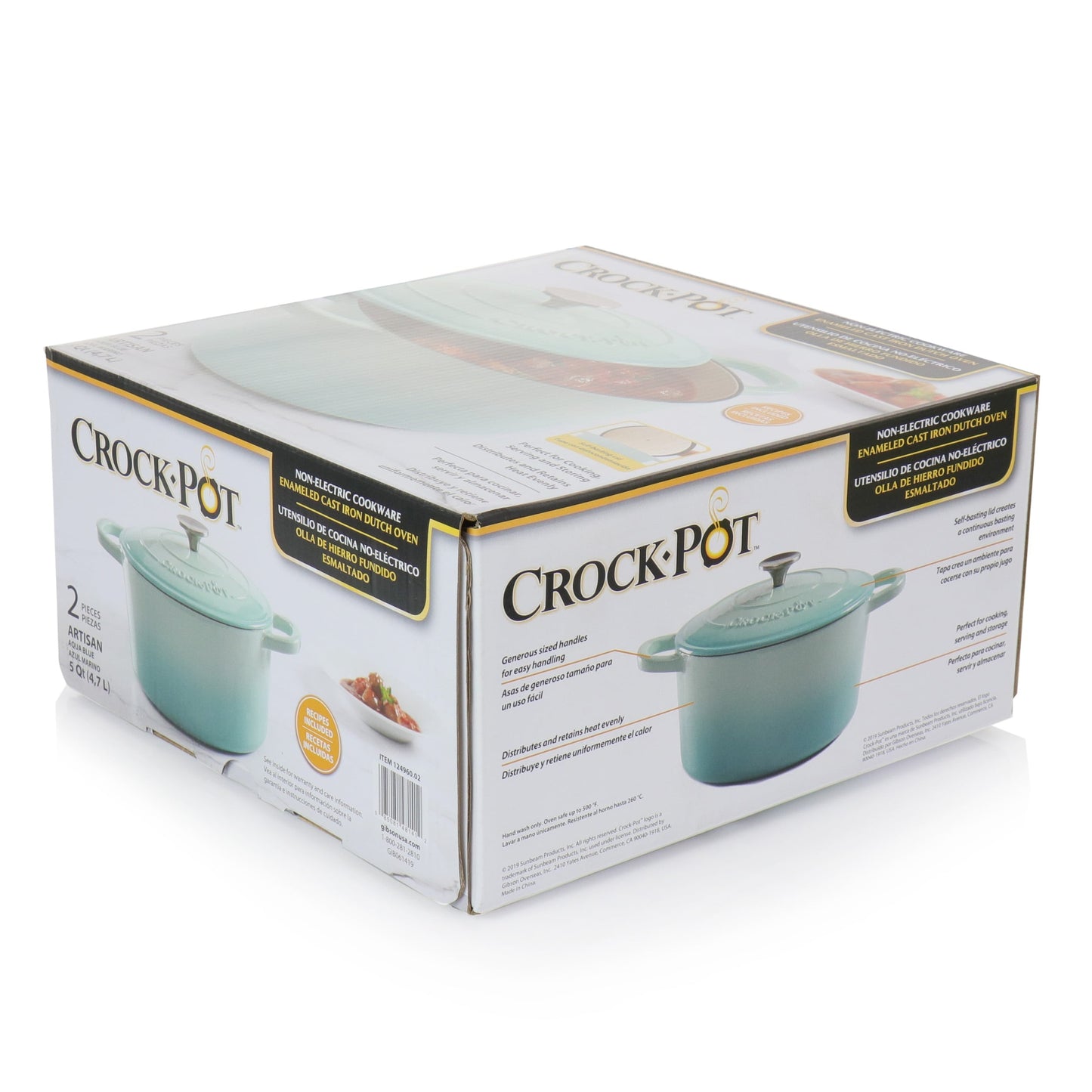 Cocotte en fonte émaillée de 5 litres, couleur bleu sarcelle clair
