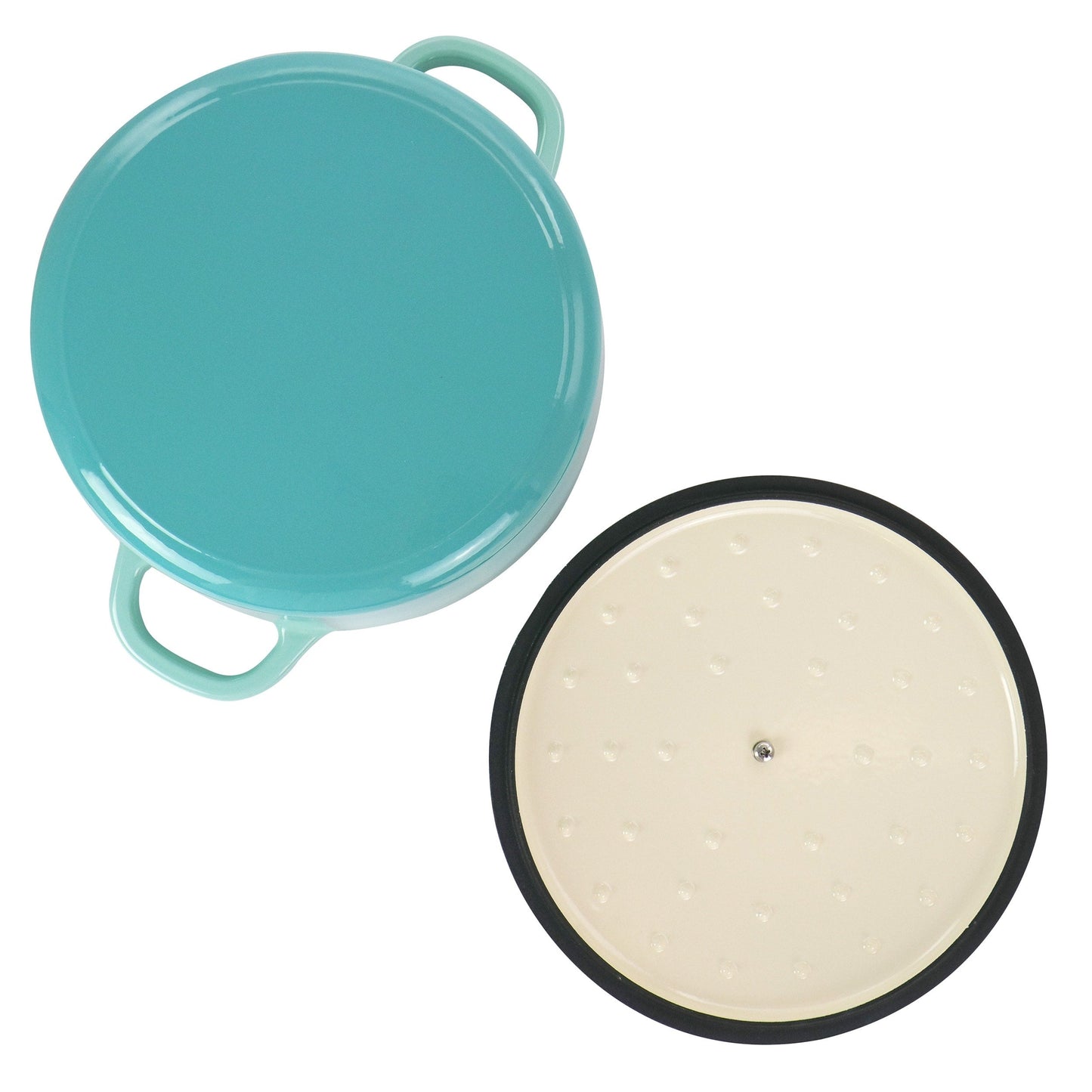 Cocotte en fonte émaillée de 5 litres, couleur bleu sarcelle clair