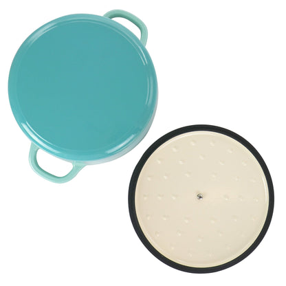 Cocotte en fonte émaillée de 5 litres, couleur bleu sarcelle clair