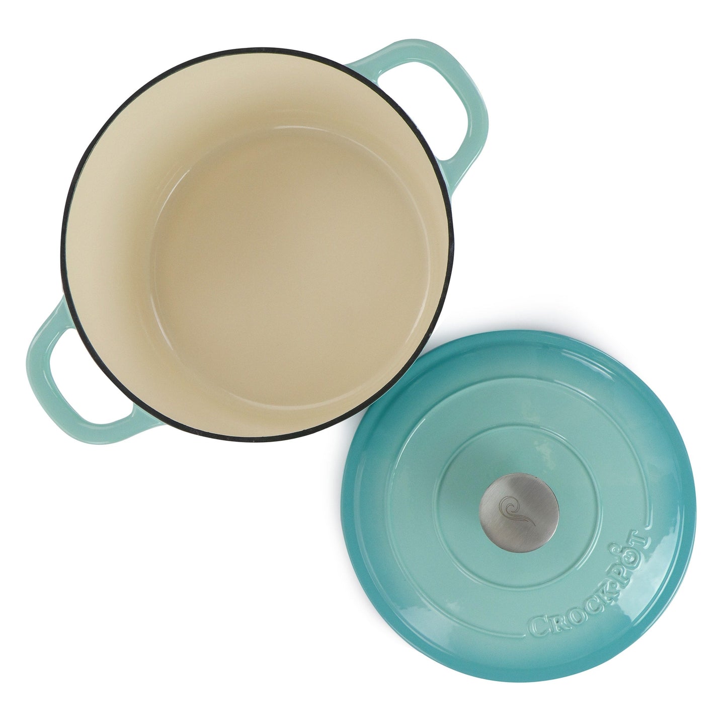 Cocotte en fonte émaillée de 5 litres, couleur bleu sarcelle clair