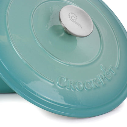 Cocotte en fonte émaillée de 5 litres, couleur bleu sarcelle clair