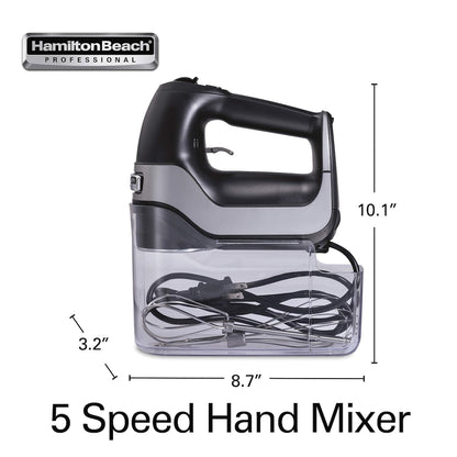 Batteur électrique à main 5 vitesses avec étui de rangement à clipser, QuickBurst, fouets et fouets à fils torsadés en acier inoxydable, menthe (62658)