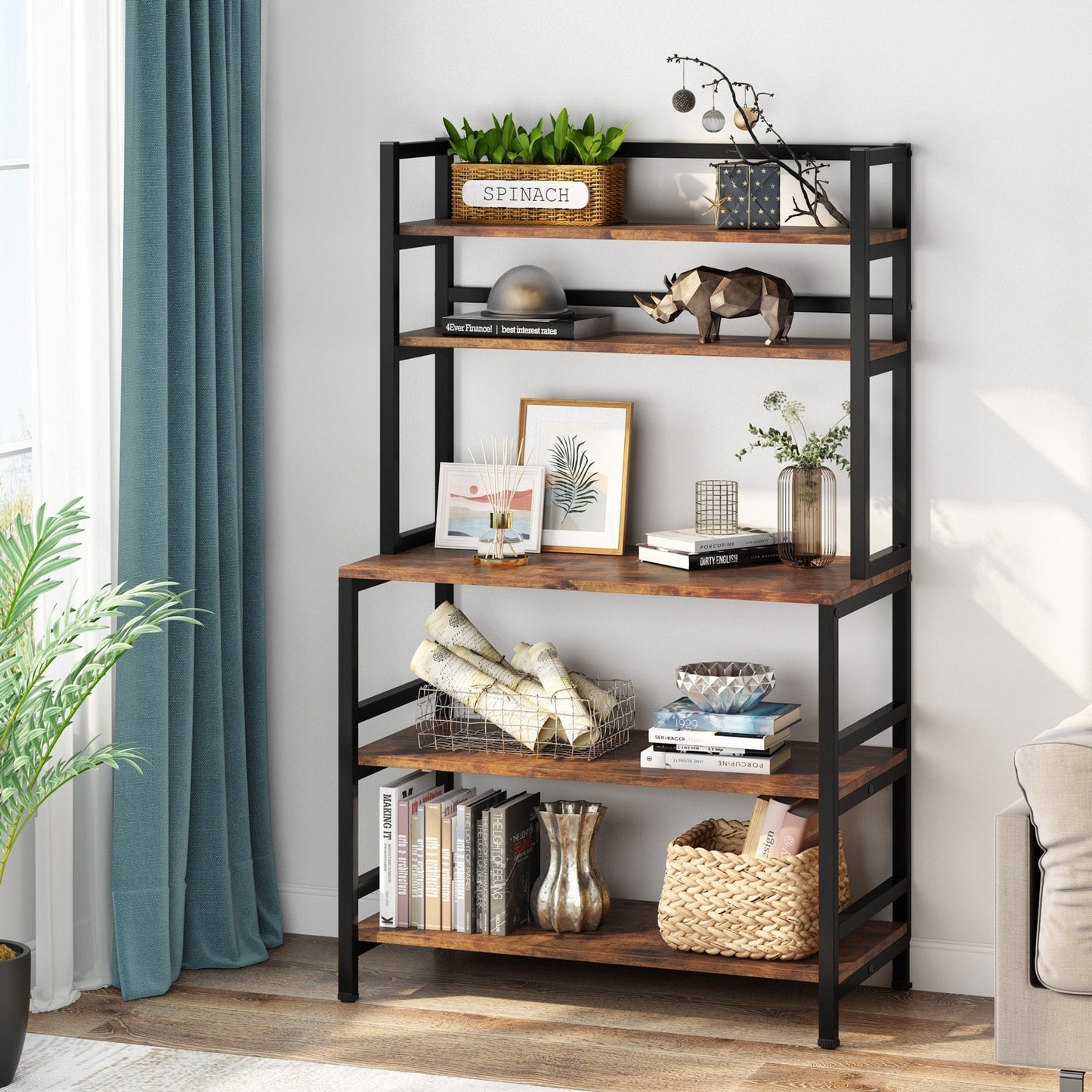 Étagère de rangement utilitaire à 5 niveaux pour four à micro-ondes, chariot industriel pour micro-ondes avec clapier