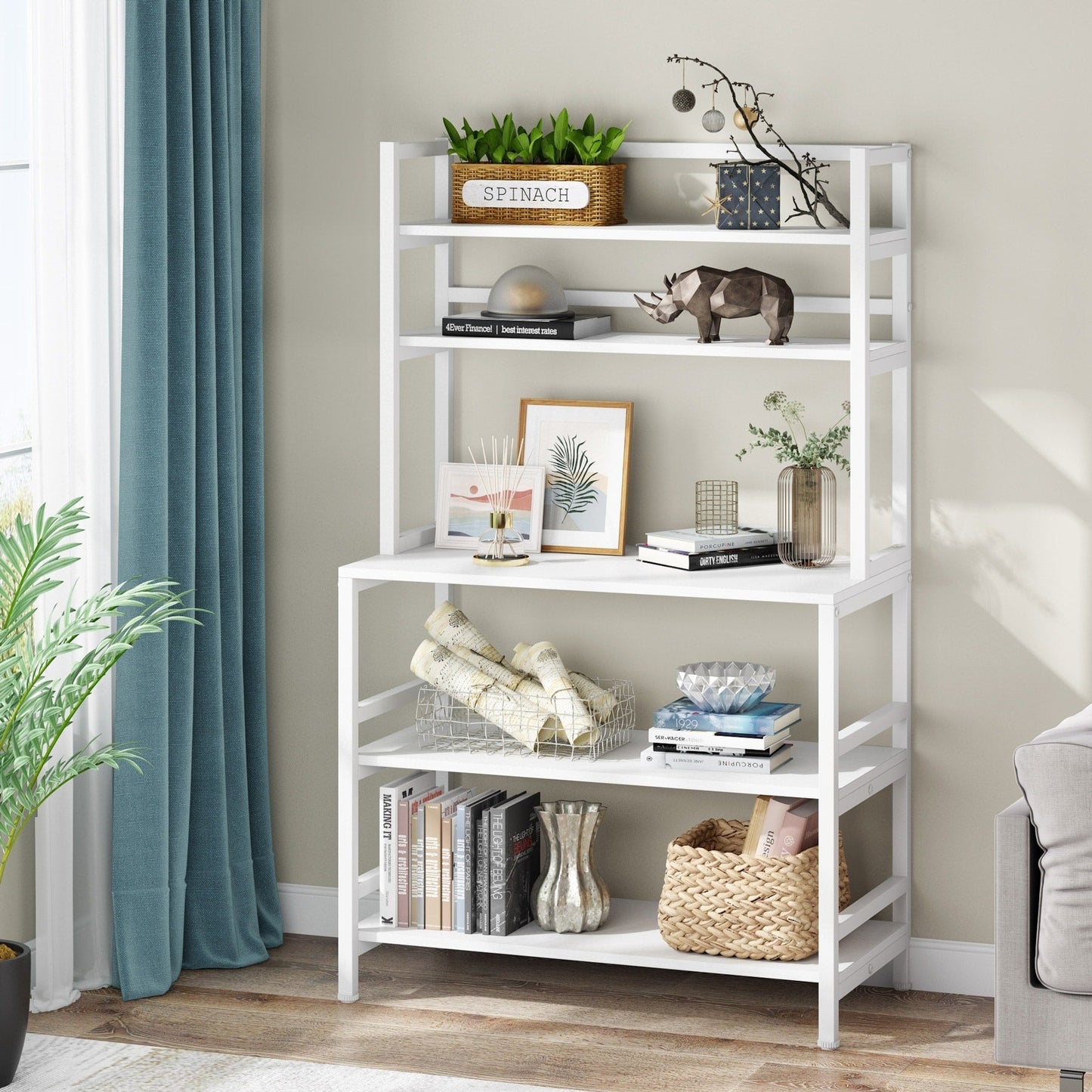 Étagère de rangement utilitaire à 5 niveaux pour four à micro-ondes, chariot industriel pour micro-ondes avec clapier