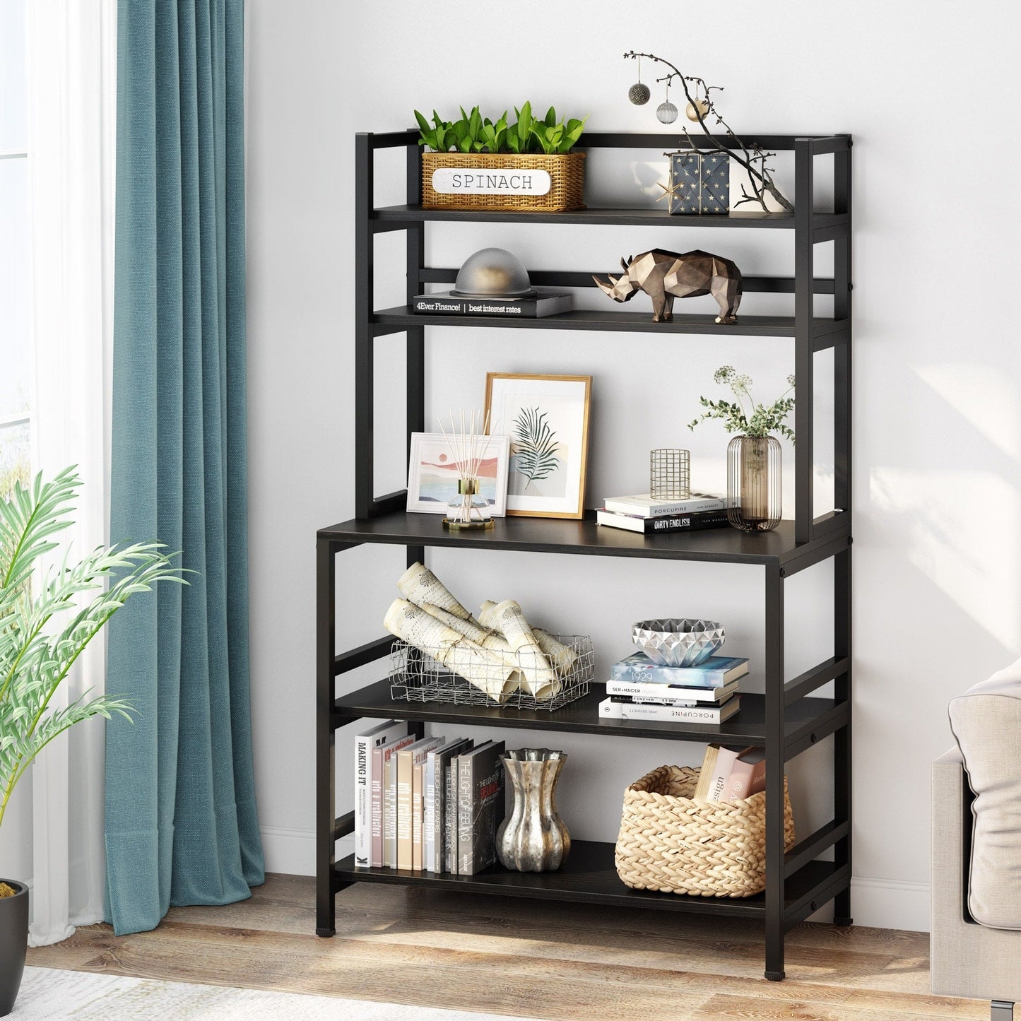 Étagère de rangement utilitaire à 5 niveaux pour four à micro-ondes, chariot industriel pour micro-ondes avec clapier