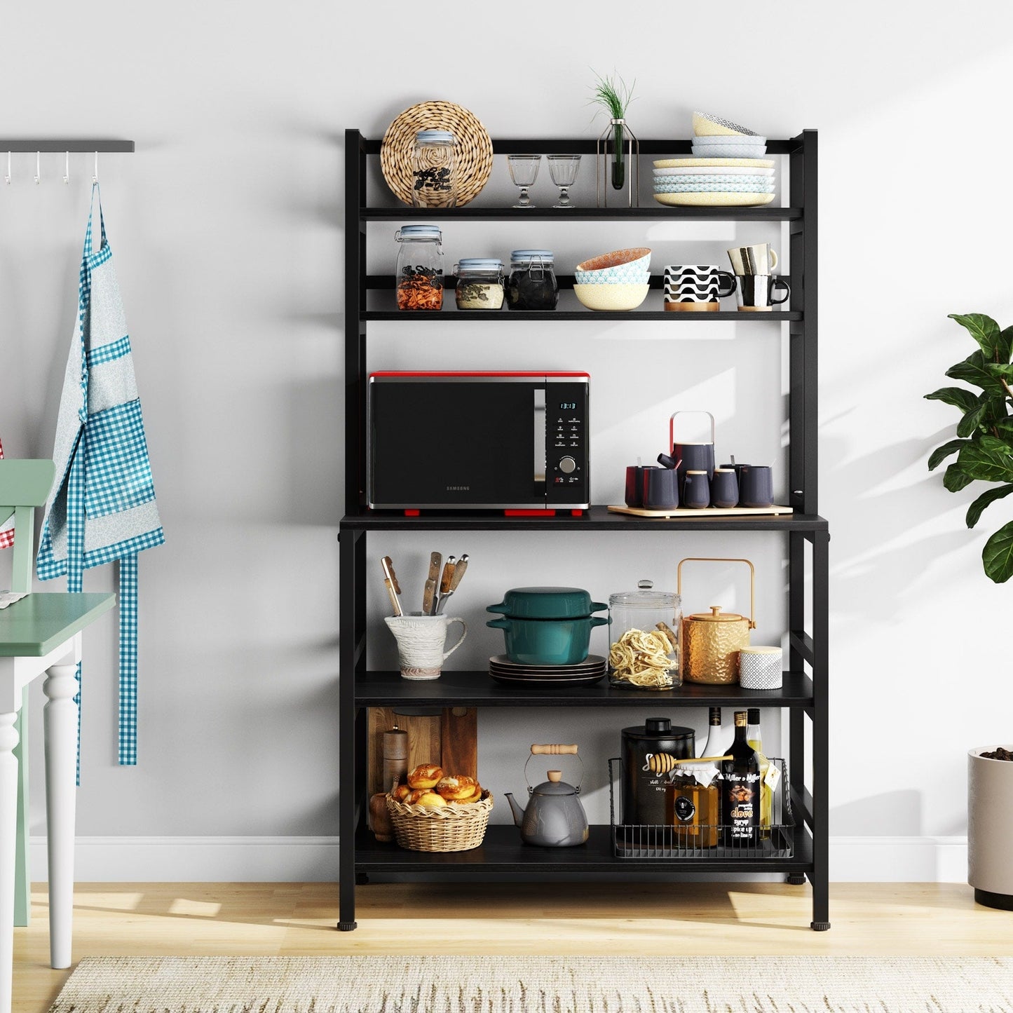 Étagère de rangement utilitaire à 5 niveaux pour four à micro-ondes, chariot industriel pour micro-ondes avec clapier