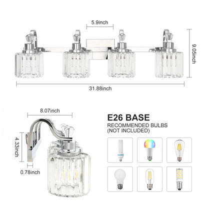 Luminaires de salle de bain modernes en cristal à 5 ​​lumières