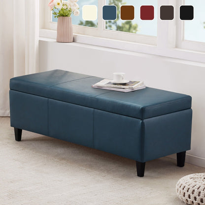 Pouf de rangement rectangulaire rembourré 50,3 x 17,50 x 18 po - Similicuir
