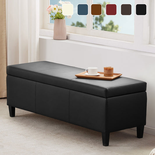 Pouf de rangement rectangulaire rembourré 50,3 x 17,50 x 18 po - Similicuir
